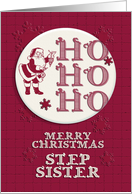 Merry Christmas Step Sister Santa Ho Ho Ho Retro Look card