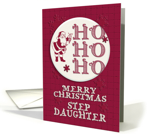 Merry Christmas Step Daughter Santa Ho Ho Ho Retro Look card (1345556)