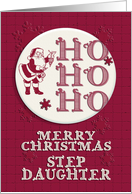 Merry Christmas Step Daughter Santa Ho Ho Ho Retro Look card