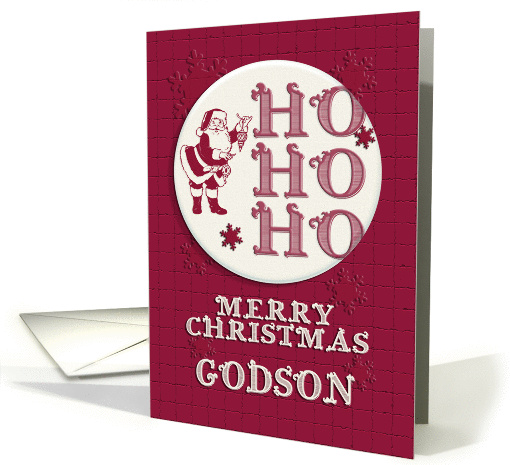 Merry Christmas Godson Santa Ho Ho Ho Retro Look card (1345588)