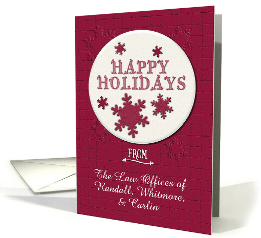 Happy Holidays Business Custom Name Retro Look Snowflakes card