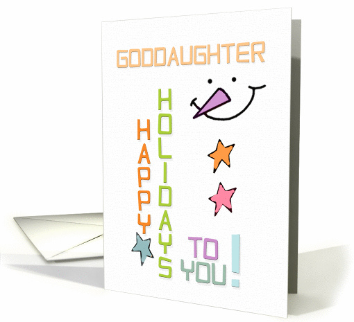 Happy Holidays Goddaughter Snowman Colorful Christmas card (1346452)