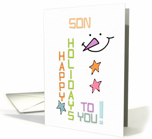 Happy Holidays Son Snowman Colorful Christmas card (1346456)