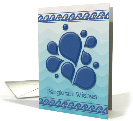 Songkran Thai New Year Wishes Water Droplets and Waves card (1352300)