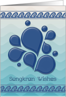Songkran Thai New Year Wishes Water Droplets and Waves card