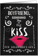 Happy Valentine’s Day Boyfriend Kiss Funny Chalkboard Style with Lips card