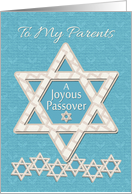 Happy Passover to Parents Joyous Passover Star of David Pattern card