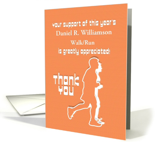 Thank You for Support of Benefit Walk/Run Event Custom Name card