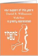 Thank You for Support of Benefit Walk/Run Event Custom Name card