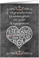 Engagement Congratulations to Goddaughter Chalkboard Look Word Art card