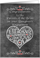 Engagement Congratulations to Bride’s Parents Chalkboard Look Word Art card
