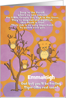 Get Well Soon Custom Name for Kids Fantasy Animal Tiger Owl card