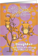 Get Well Soon Daughter Cute for Kids Fantasy Animal Tiger Owl card