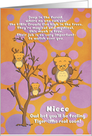 Get Well Soon for Niece for Kids Cute Fantasy Animal Tiger Owl card