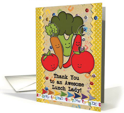 Thank You to School Cafeteria Worker Lunch Lady Veggies card (1382148)