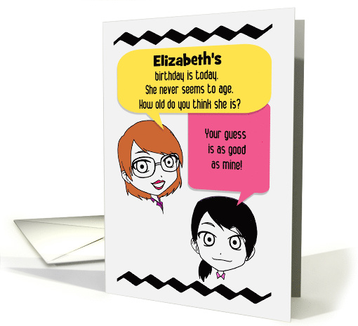 Happy Birthday Custom Name Women Talking Funny Modern Design card