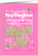 Thinking of You Step Daughter Away at Summer Pink Camp Camo Ladybugs card