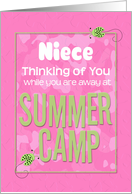 Thinking of You Niece Away at Summer Pink Camp Camo Ladybugs card