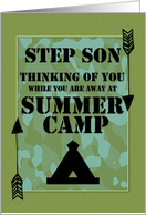 Thinking of You Step Son Away at Summer Camp Camo Arrows and Tent card