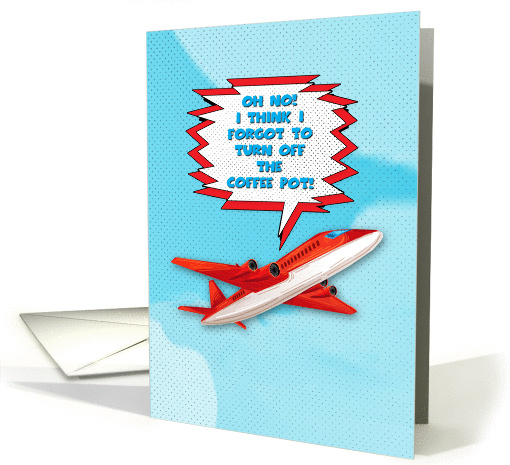 Bon Voyage Enjoy Vacation Funny Plane in Sky Cartoon Style card