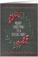 Merry Christmas to a Special Aunt Berry Wreath Chalkboard Style card
