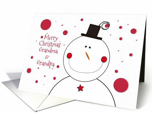 Grandma & Grandpa Christmas Smiling Snowman with Top Hat card