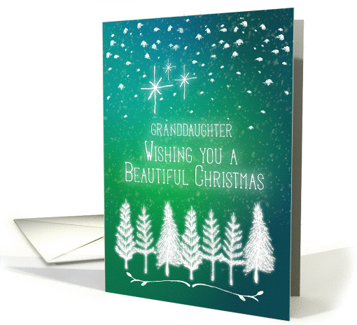 Merry Christmas to Granddaughter Trees & Snow Winter Scene Pretty card