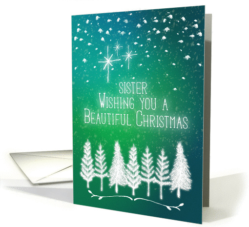 Merry Christmas to Sister Trees & Snow Winter Scene Pretty card