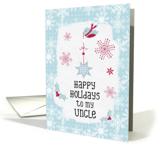 Happy Holidays to my Uncle Snowflakes Pretty Winter Scene card