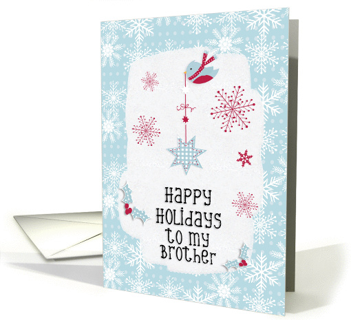 Happy Holidays to Brother Snowflakes Pretty Winter Scene card