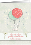 Happy Easter Grandma and Grandpa Bunny Floating with Big Balloons card