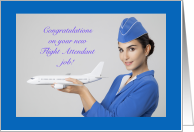 Congratualions New Job Flight Attendant Woman Holding Plane card