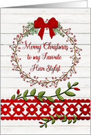 Merry Christmas to Hair Stylist Rustic Pretty Berry Wreath and Vines card