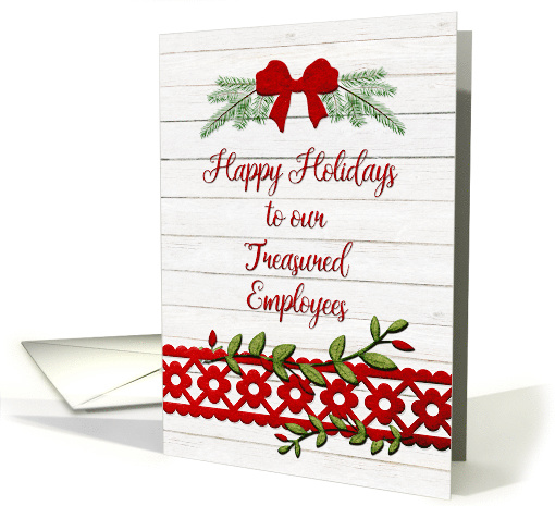 Happy Holidays to Treasured Employees Business Rustic Bow... (1441088)