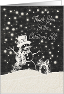 Thank You for the Christmas Gift Snowman & Present Chalkboard Effect card