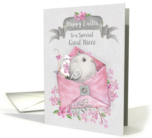Happy Easter to Great Niece Cute Bird in a Pink Envelope... (1450274)