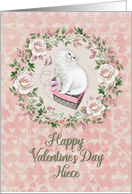 Happy Valentine’s Day to Niece Pretty Kitty Hearts Roses card