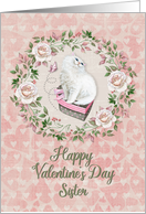 Happy Valentine’s Day to Sister Pretty Kitty Hearts Roses card