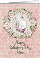 Happy Valentine’s Day to Mum Pretty Kitty Hearts Roses card