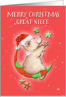 Merry Christmas to Great Niece Adorable Teddy Bear Moon and Stars card
