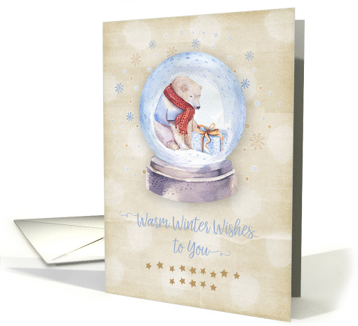 Merry Christmas Warm Winter Wishes Polar Bear Snow Globe card
