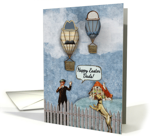 Happy Easter for Both My Dads Vintage Look Hot Air Balloons card