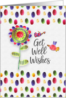 Get Well Wishes Whimsical and Colorful Flower and Birds card