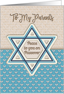 Happy Passover Peace to You for Parents Star of David card