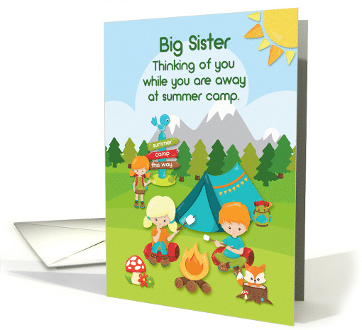 Thinking of You at Summer Camp to Big Sister Campers card (1471662)