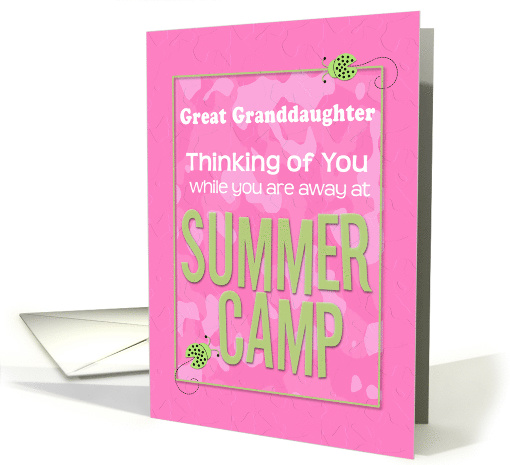 Thinking of You Great Granddaughter Away at Summer Pink Camp Camo card