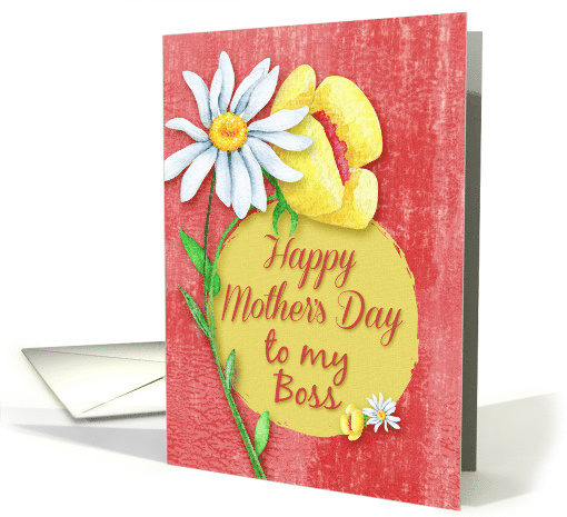 Happy Mother's Day to Boss Pretty Watercolor Effect Flowers card