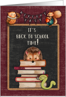 Back to School Fun Hedgehog and Friends at School Welcome Back card