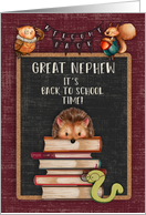 Back to School to Great Nephew Hedgehog and Friends at School card