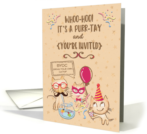 Party Invitation Humorous Cats Partying Play on Words card (1500422)